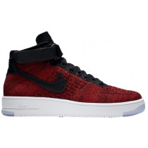 Nike Air Force 1 Ultra Flyknit Mid Hommes chaussures rouge/noir JBM773